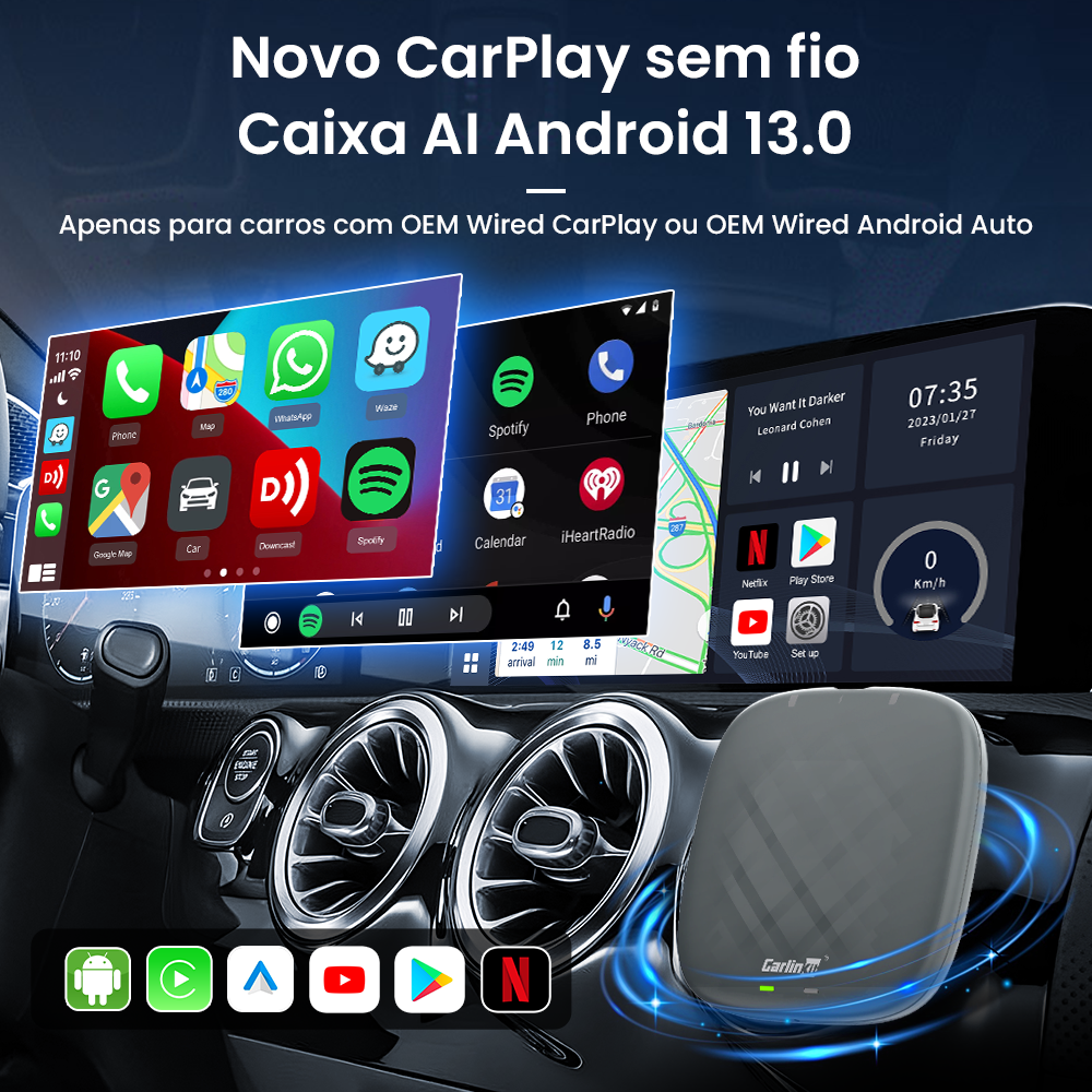 Carlinkit Tbox-S1C Wireless CarPlay/Android Auto Ai Box for Streaming Video