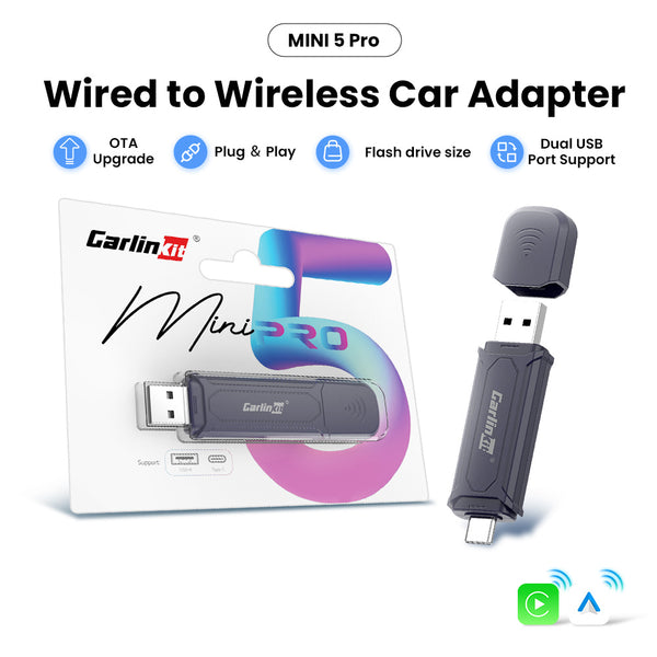 Mini5 SE PRO Small & Compact Wired to Wireless Carplay/Android Auto Adapter