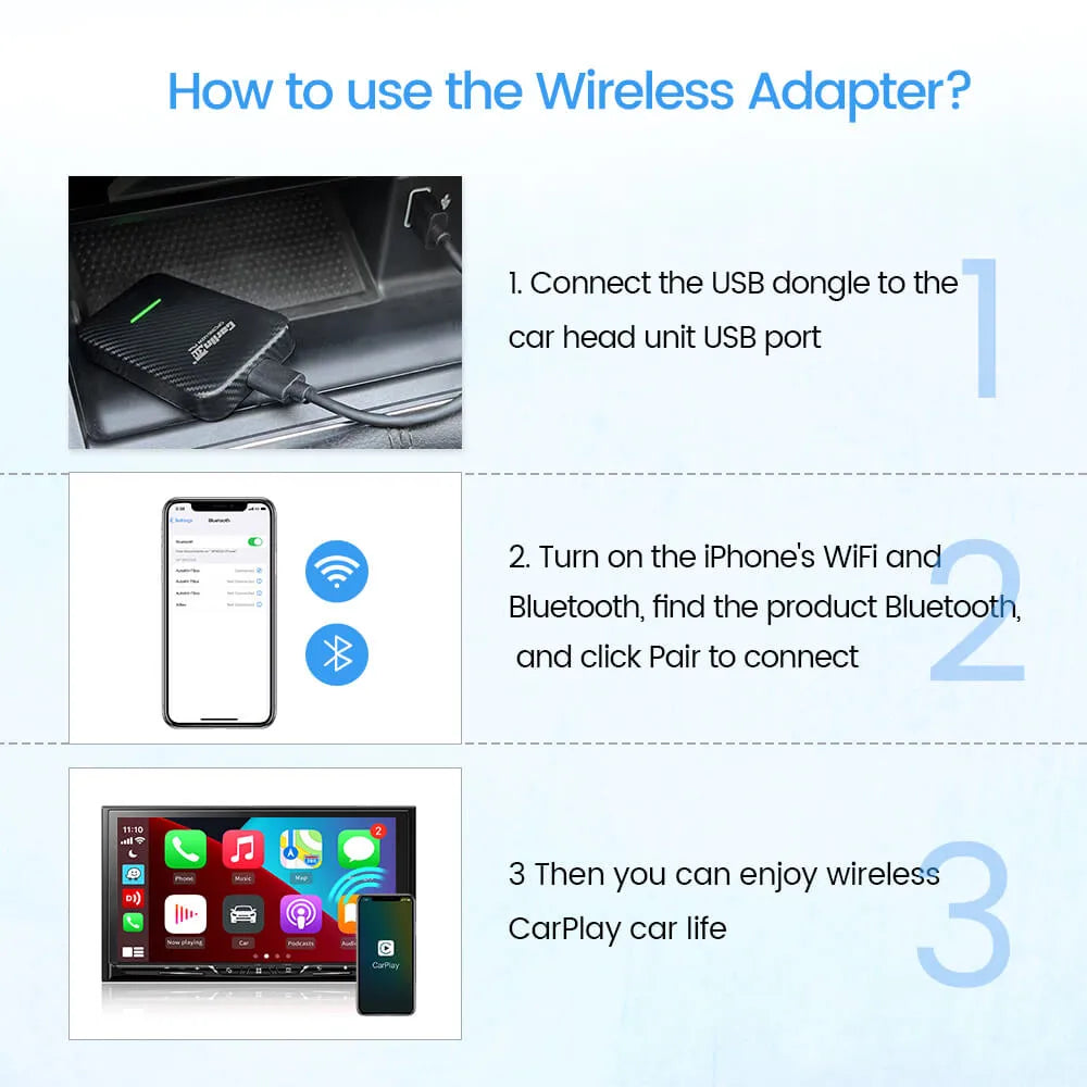 CarlinKit 3.0 Wireless CarPlay Dongle Convert Wired to Wireless CarPlay