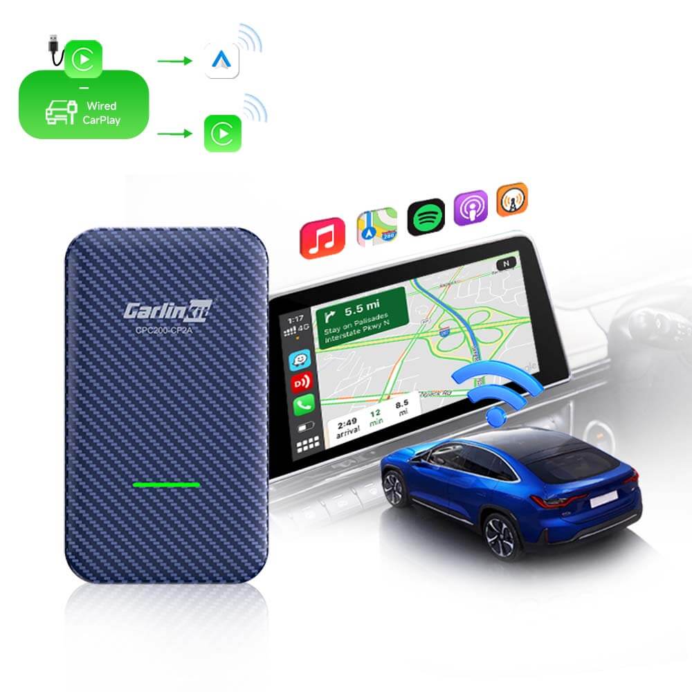 Carlinkit 4.0 - CP2A Adaptador 2 em 1 Carplay sem fio e Android Auto para carro Carplay de fábrica com fio