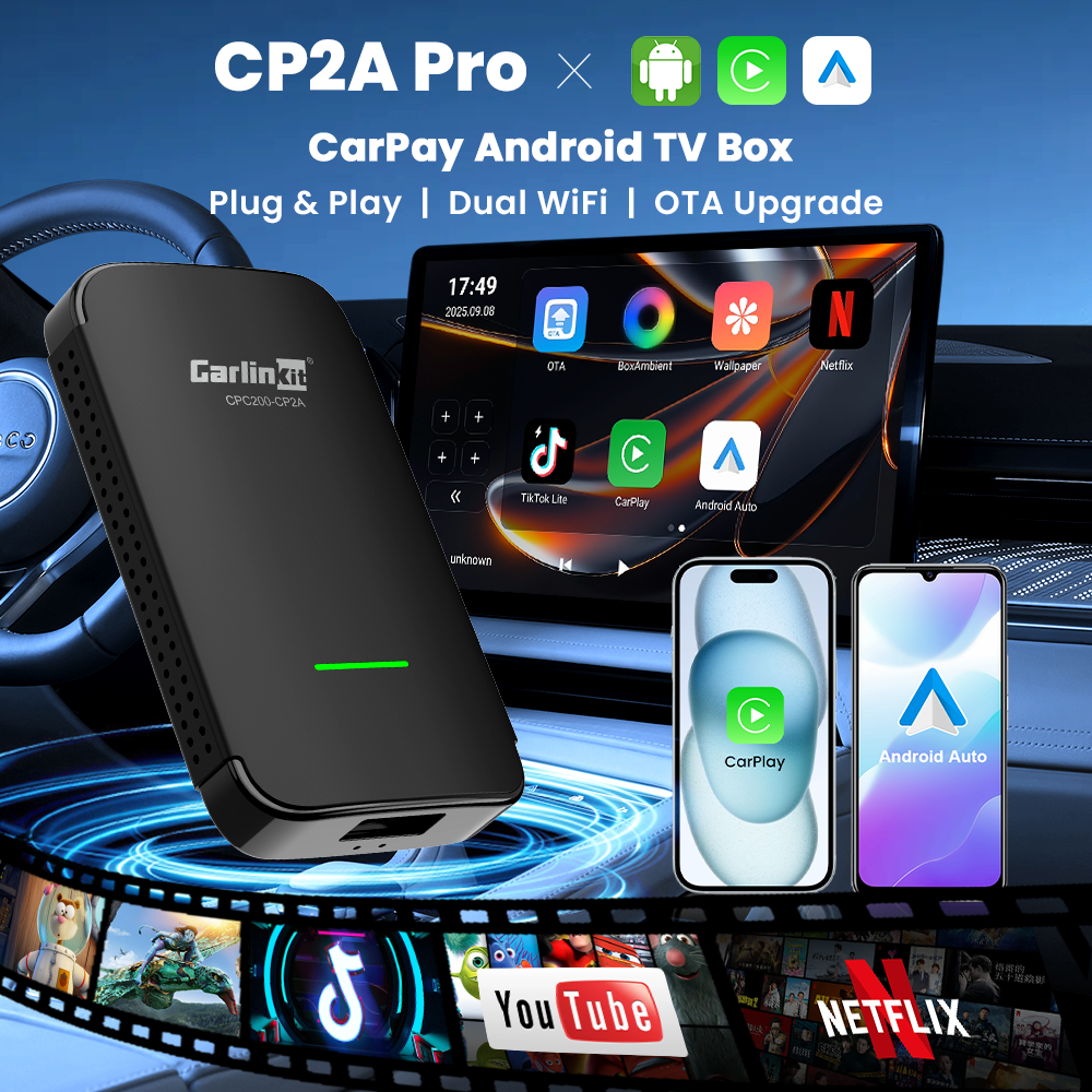 Carlinkit CP2A Pro Wireless Android Auto, CarPlay & Android TV Box for Netflix