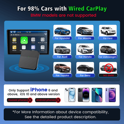 Carlinkit Mini3-3 Mini Wireless Carplay Adapter for Car with OEM Factory Carplay Cable