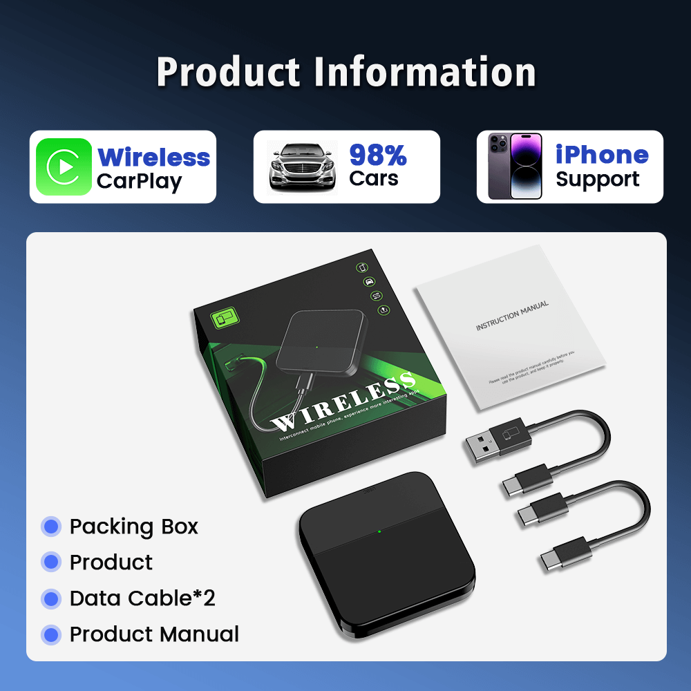 Carlinkit Mini3-3 Mini Wireless Carplay Adapter for Car with OEM Factory Carplay Cable