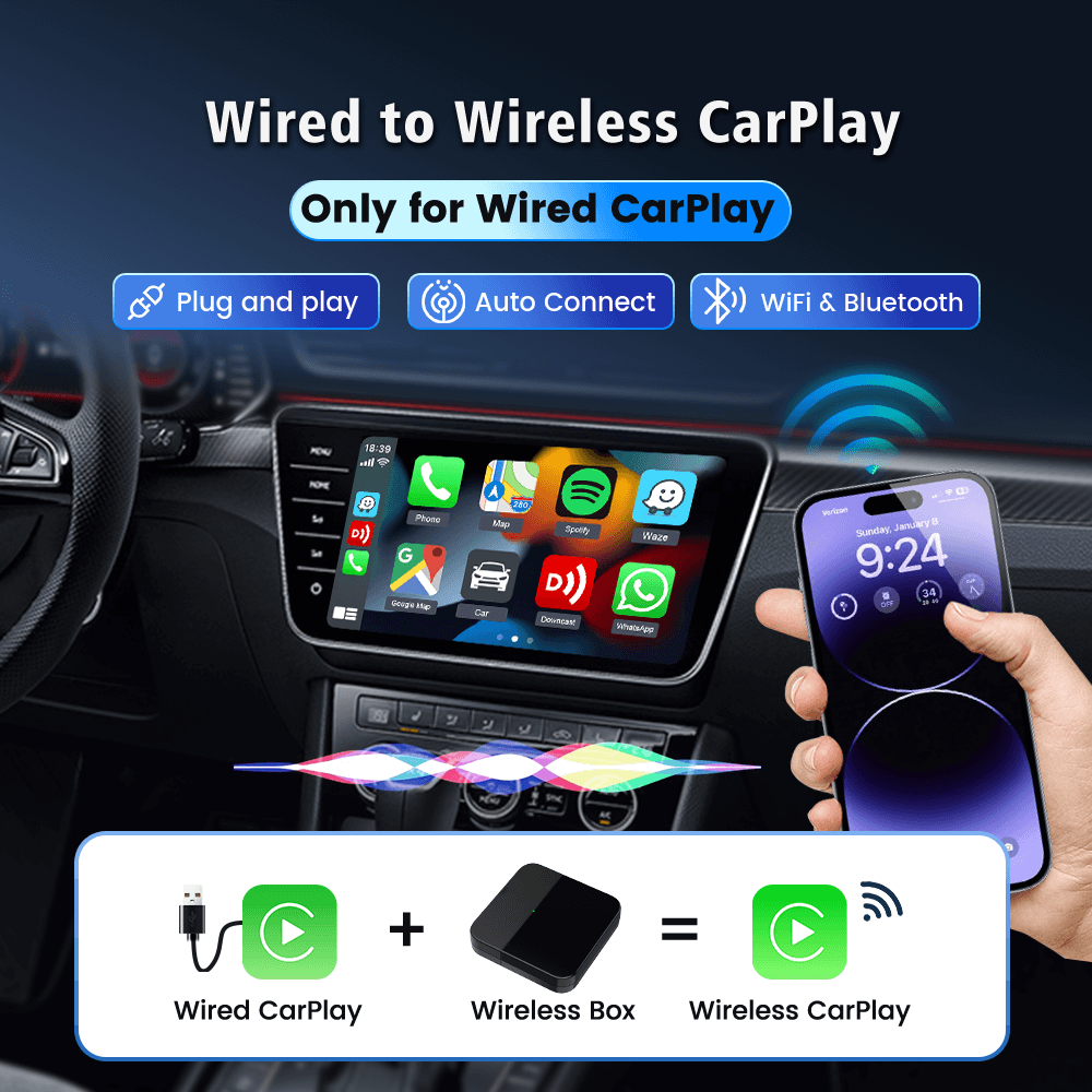 Carlinkit Mini3-3 Mini Wireless Carplay Adapter for Car with OEM Factory Carplay Cable