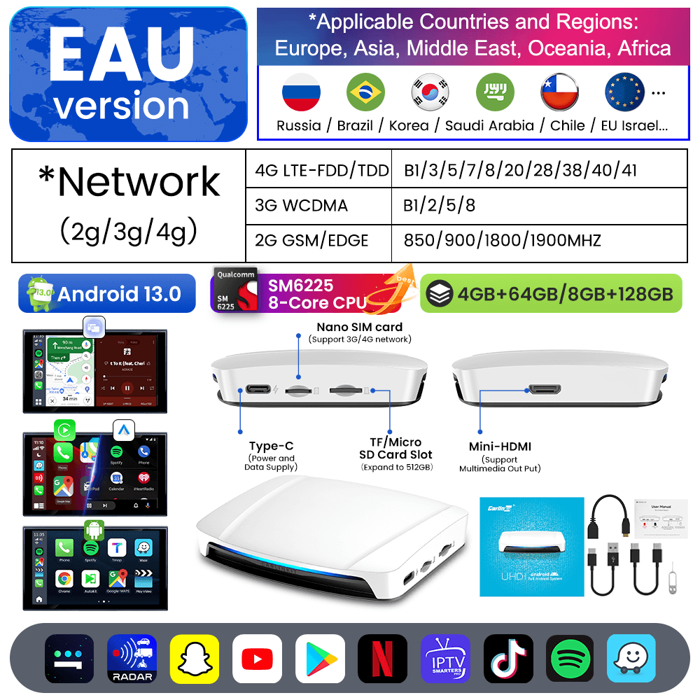 Carlinkit Tbox UHD Android 13 CarPlay AI Box with HDMI Output