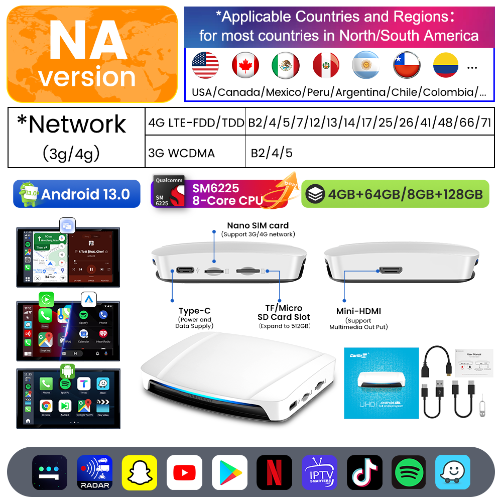 Carlinkit Tbox UHD Android 13 CarPlay AI Box with HDMI Output