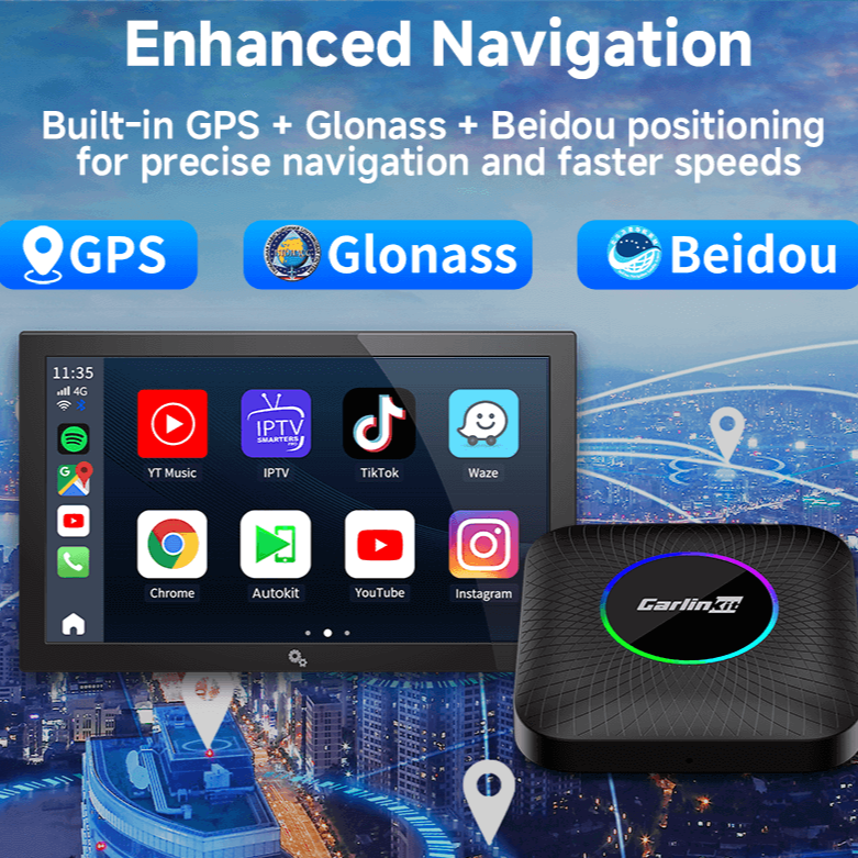 Carlinkit Tbox Ambient LED-SM6225-Built in GPS Glonass Beidou