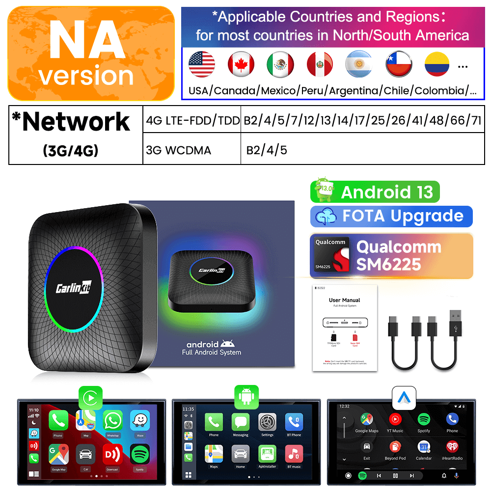 Tbox Led Multimedia Video Android13 AI Box Wireless CarPlay & Android ...
