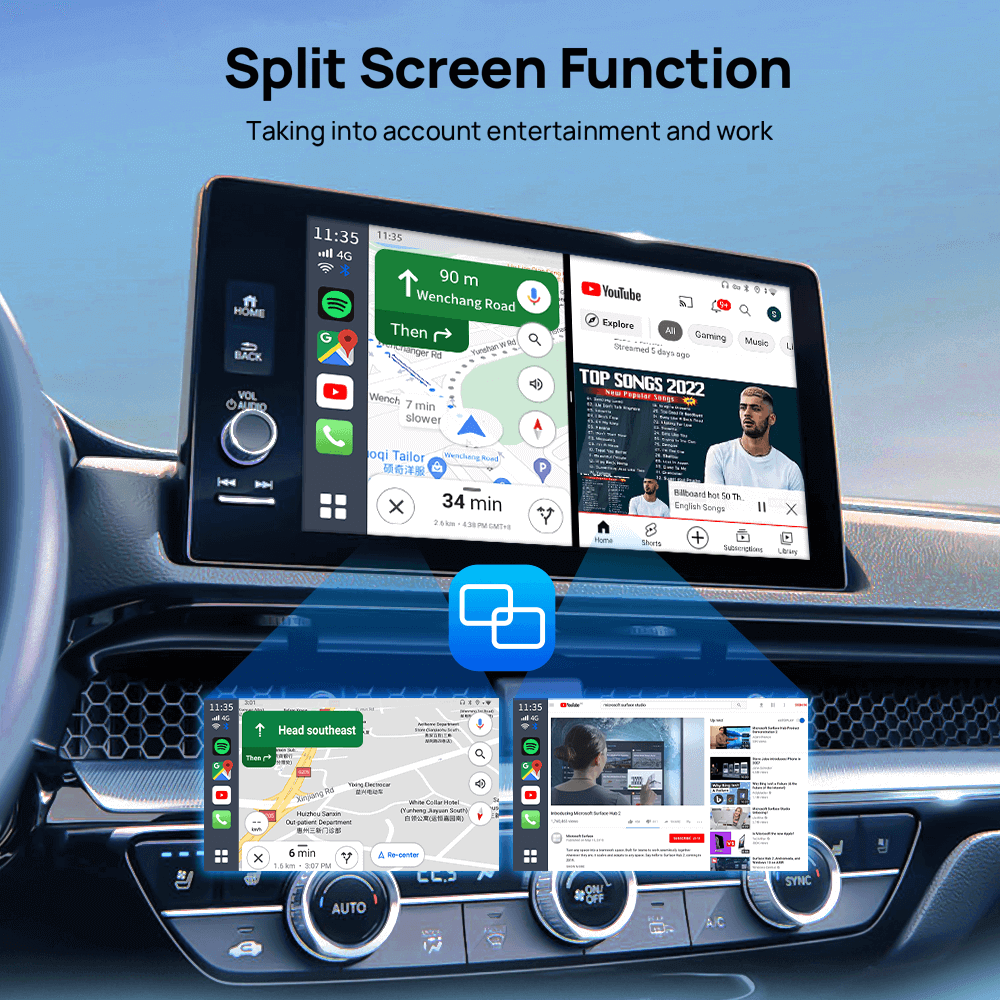 Tbox Led Multimedia Video Android13 AI Box Wireless CarPlay & Android ...