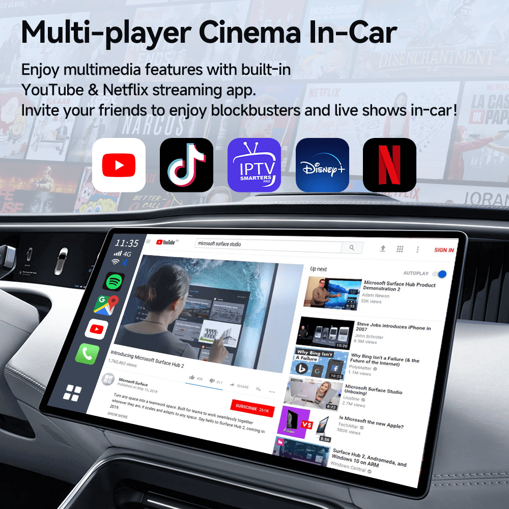 Tbox Led Multimedia Video Android13 AI Box Wireless CarPlay & Android ...
