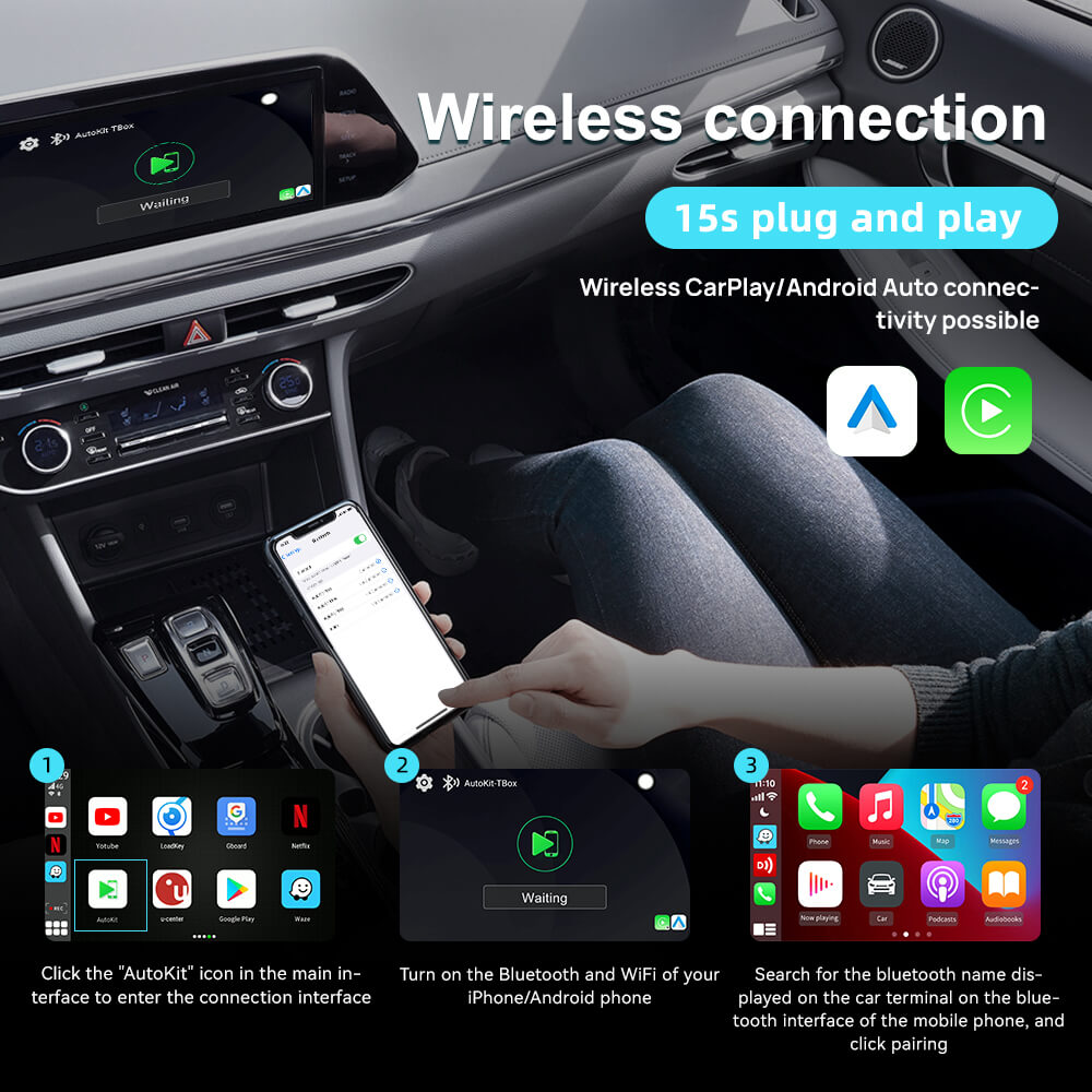 CarlinKit AI Box Dash Cam with Wireless CarPlay & Wireless Android Auto Adapter